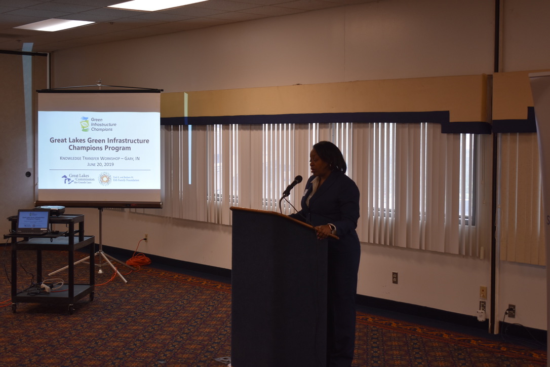 Brenda Scott-Henry from the Gary Stormwater Management District kicks off the Green Infrastructure Champions workshop.